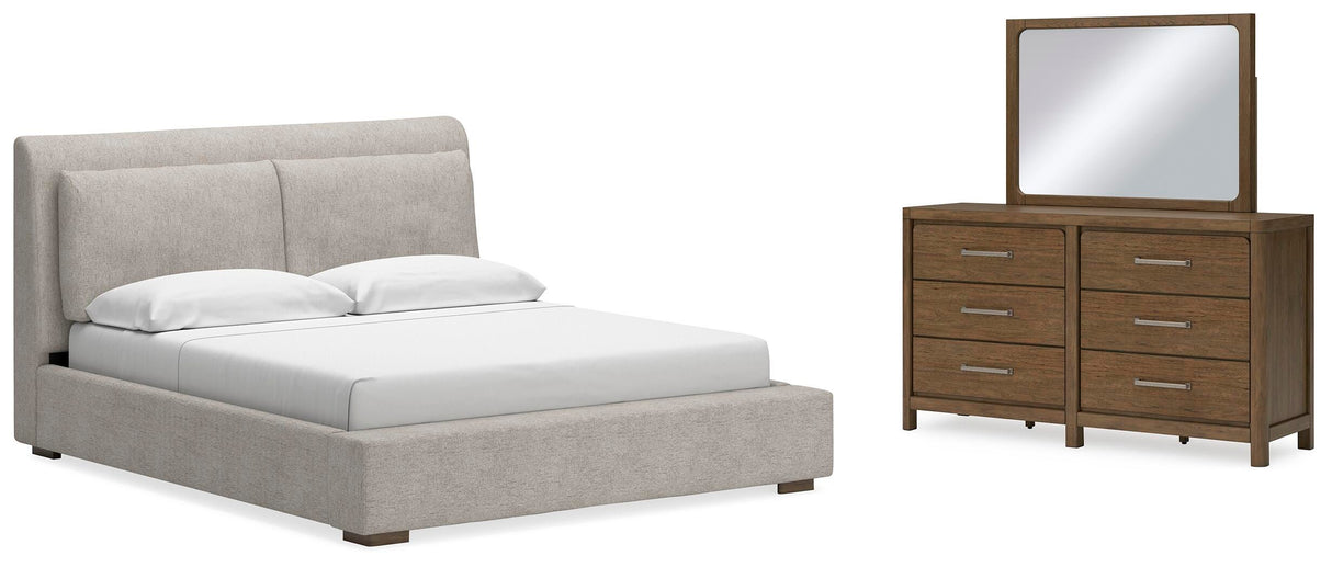 Cabalynn King Upholstered Bed, Dresser and Mirror - B974B10