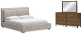 Cabalynn King Upholstered Bed, Dresser and Mirror - B974B10