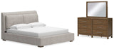 Cabalynn California King Upholstered Bed, Dresser and Mirror - B974B11