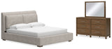 Cabalynn California King Upholstered Bed, Dresser and Mirror - B974B11