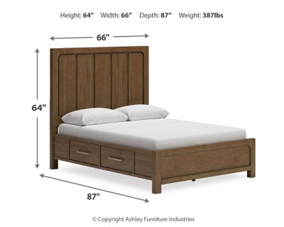 Cabalynn Queen Panel Bed with Storage, Dresser and Mirror - B974B5
