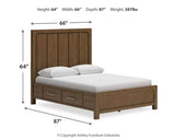 Cabalynn Queen Panel Bed with Storage, Dresser and Mirror - B974B5
