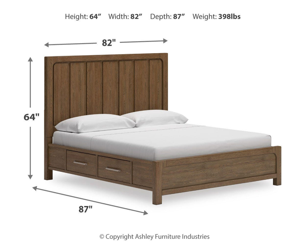 Cabalynn King Panel Bed with Storage, Dresser and Mirror - B974B12
