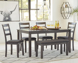 Bridson Dining Table and Chairs with Bench (Set of 6) - D383-325