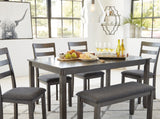 Bridson Dining Table and Chairs with Bench (Set of 6) - D383-325