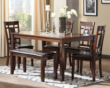 Bennox Dining Table and Chairs with Bench (Set of 6) - D384-325