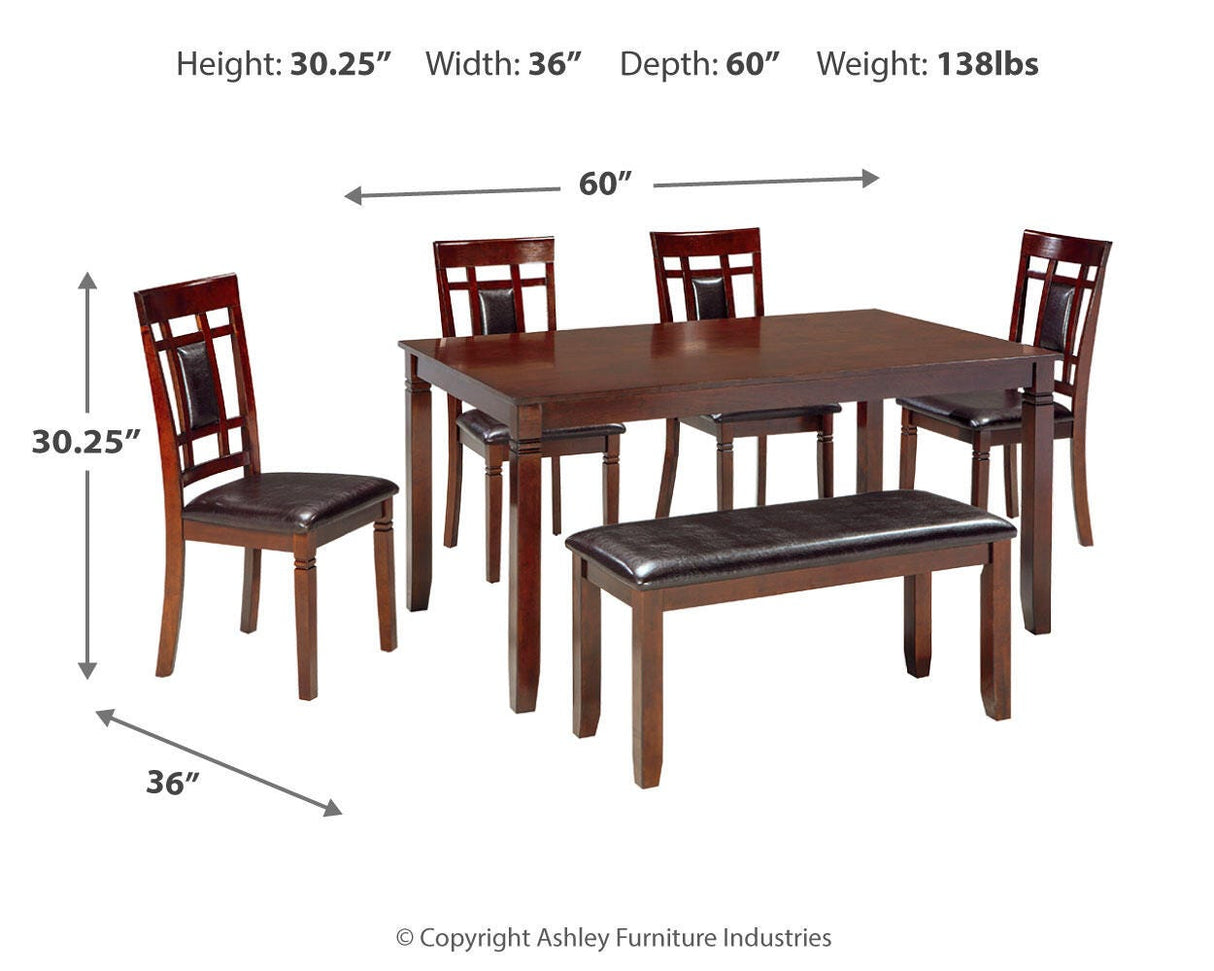 Bennox Dining Table and Chairs with Bench (Set of 6) - D384-325