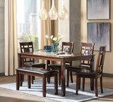 Bennox Dining Table and Chairs with Bench (Set of 6) - D384-325