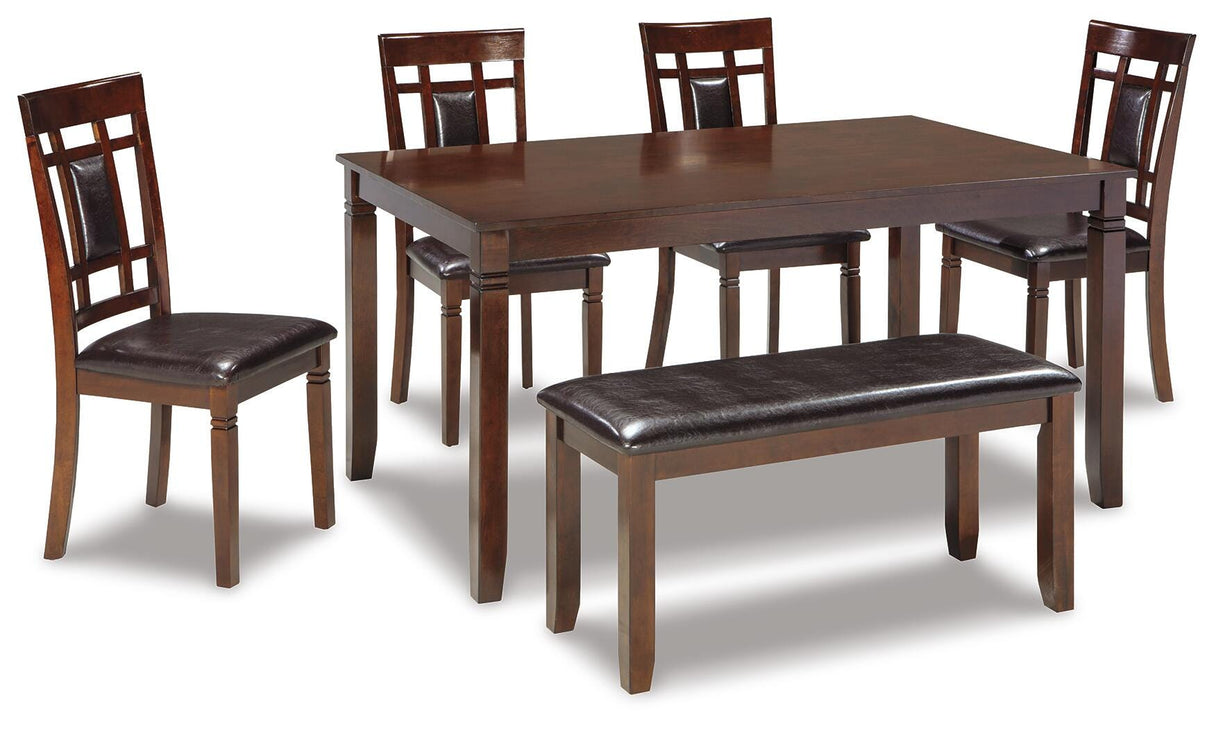 Bennox Dining Table and Chairs with Bench (Set of 6) - D384-325