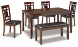 Bennox Dining Table and Chairs with Bench (Set of 6) - D384-325