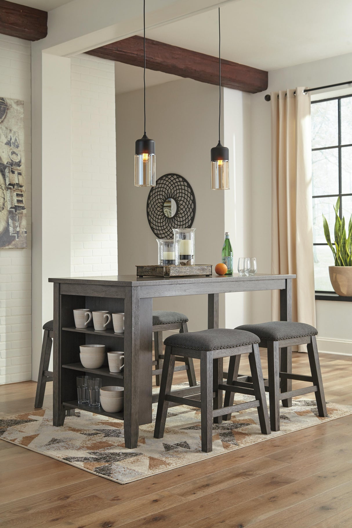 Caitbrook Counter Height Dining Table and 4 Barstools - D388D3