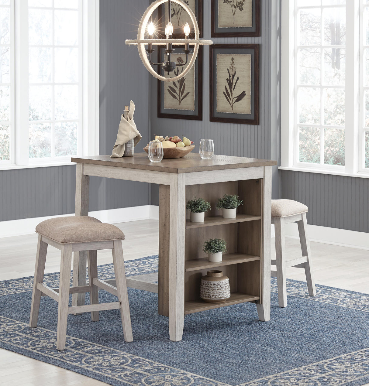 Skempton Counter Height Dining Table and Bar Stools (Set of 3) - D394-113