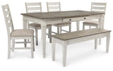 Skempton Dining Table, 4 Chairs, and Bench - D394D5
