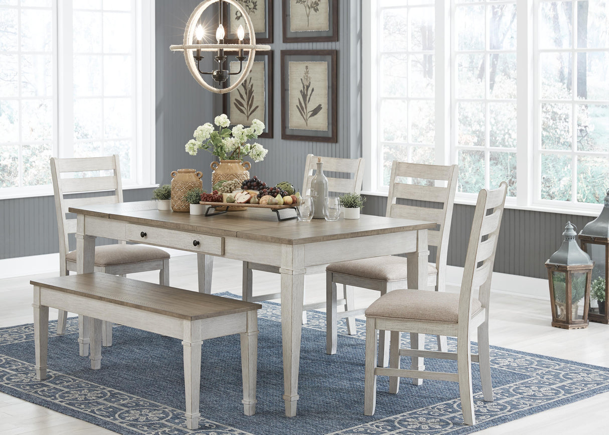 Skempton Dining Table, 4 Chairs, and Bench - D394D5