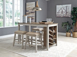 Skempton Counter Height Dining Table and 4 Barstools - D394D3