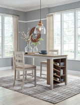 Skempton Counter Height Dining Table and 2 Barstools - D394D6