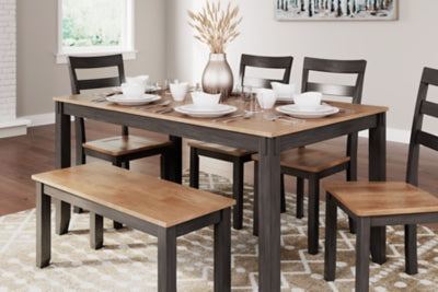 Gesthaven Dining Table with 4 Chairs and Bench (Set of 6) - D396-325