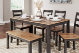 Gesthaven Dining Table with 4 Chairs and Bench (Set of 6) - D396-325
