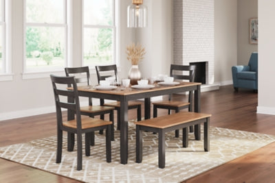 Gesthaven Dining Table with 4 Chairs and Bench (Set of 6) - D396-325