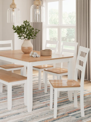 Gesthaven Dining Table with 4 Chairs and Bench (Set of 6) - D398-325