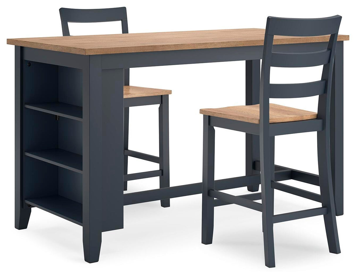 Gesthaven Counter Height Dining Table and 2 Barstools - D399D3