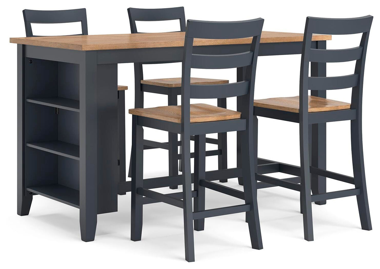 Gesthaven Counter Height Dining Table and 4 Barstools - D399D2