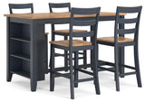 Gesthaven Counter Height Dining Table and 4 Barstools - D399D2