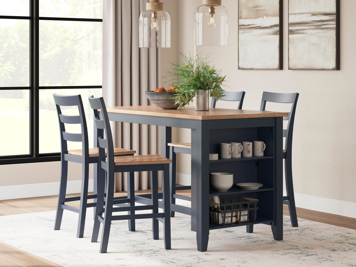 Gesthaven Counter Height Dining Table and 4 Barstools - D399D2