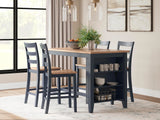 Gesthaven Counter Height Dining Table and 4 Barstools - D399D2
