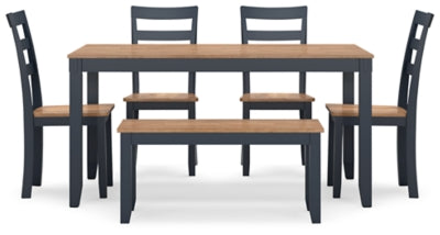 Gesthaven Dining Table with 4 Chairs and Bench (Set of 6) - D399-325