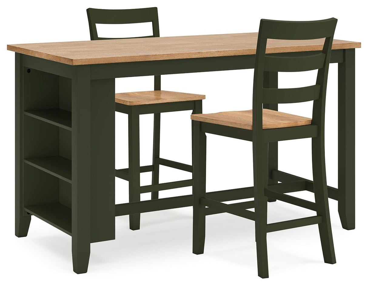 Gesthaven Counter Height Dining Table and 2 Barstools - D401D3