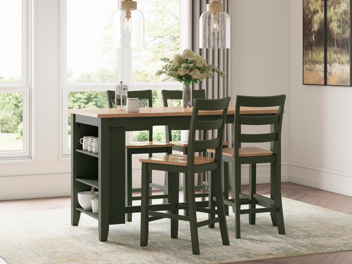 Gesthaven Counter Height Dining Table and 4 Barstools - D401D2