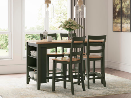 Gesthaven Counter Height Dining Table and 4 Barstools - D401D2