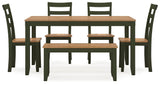 Gesthaven Dining Table with 4 Chairs and Bench (Set of 6) - D401-325