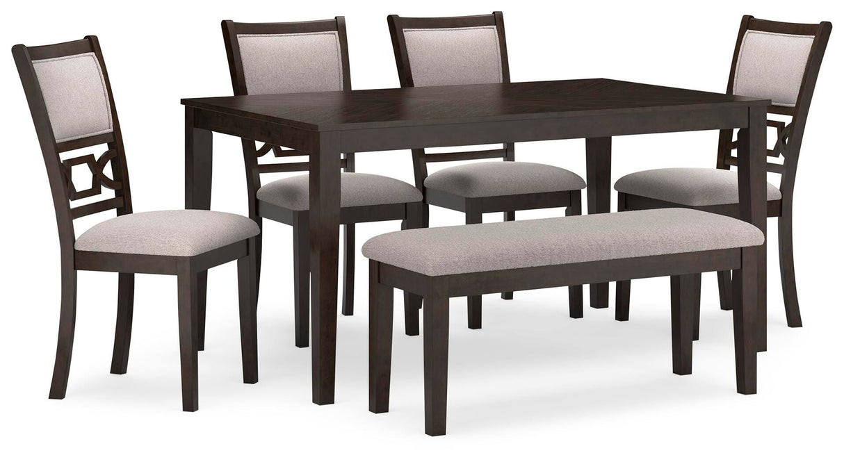 Langwest Dining Table and 4 Chairs and Bench (Set of 6) - D422-325