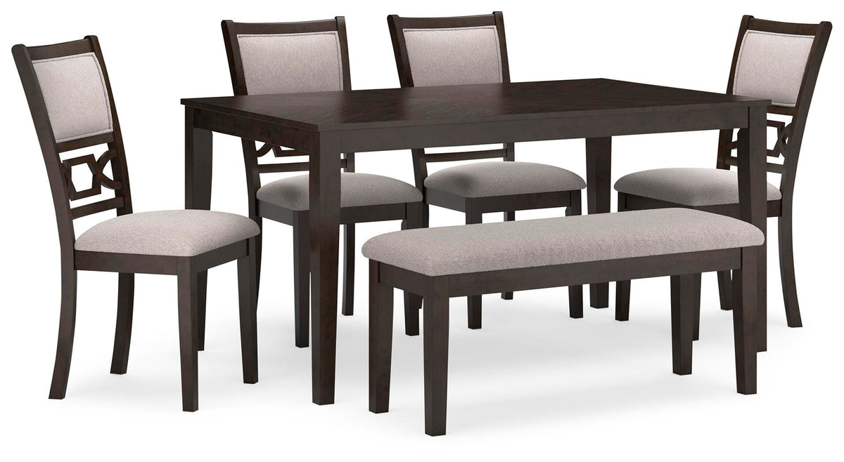 Langwest Dining Table and 4 Chairs and Bench (Set of 6) - D422-325