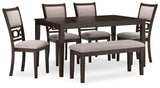 Langwest Dining Table and 4 Chairs and Bench (Set of 6) - D422-325