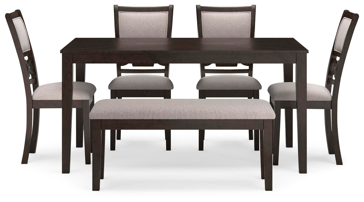 Langwest Dining Table and 4 Chairs and Bench (Set of 6) - D422-325