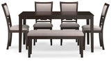 Langwest Dining Table and 4 Chairs and Bench (Set of 6) - D422-325