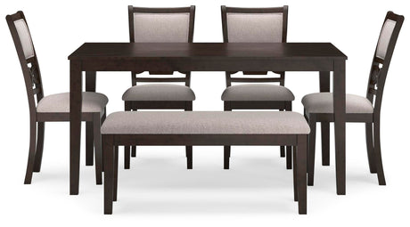 Langwest Dining Table and 4 Chairs and Bench (Set of 6) - D422-325