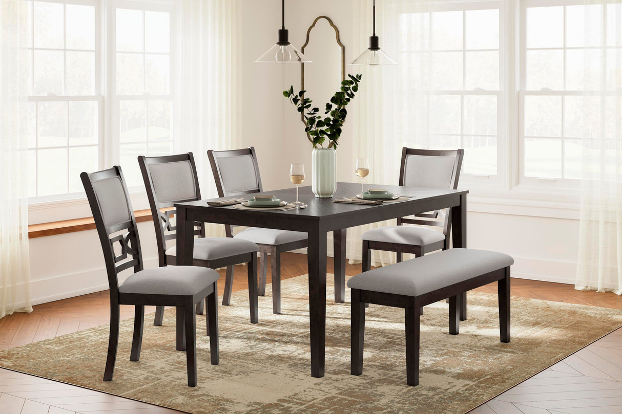 Langwest Dining Table and 4 Chairs and Bench (Set of 6) - D422-325