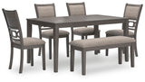 Wrenning Dining Table and 4 Chairs and Bench (Set of 6) - D425-325