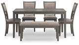 Wrenning Dining Table and 4 Chairs and Bench (Set of 6) - D425-325