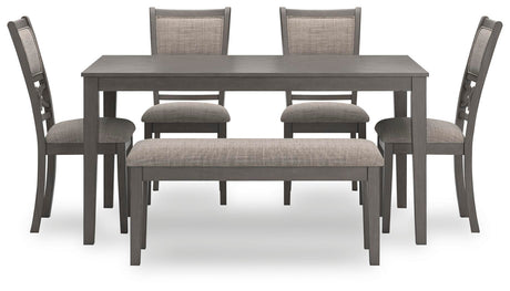 Wrenning Dining Table and 4 Chairs and Bench (Set of 6) - D425-325
