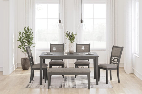 Wrenning Dining Table and 4 Chairs and Bench (Set of 6) - D425-325