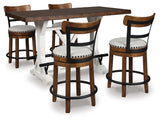 Valebeck Counter Height Dining Table and 4 Barstools - D546D5