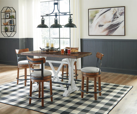 Valebeck Counter Height Dining Table and 4 Barstools - D546D5