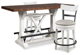 Valebeck Counter Height Dining Table and 2 Barstools - D546D13
