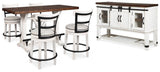 Valebeck Counter Height Dining Table, 4 Barstools and Server - D546D15