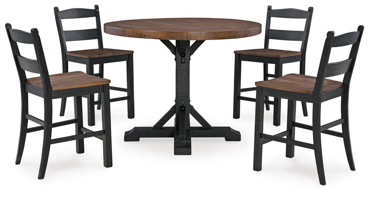 Valebeck Counter Height Dining Table and 4 Barstools - D546D20